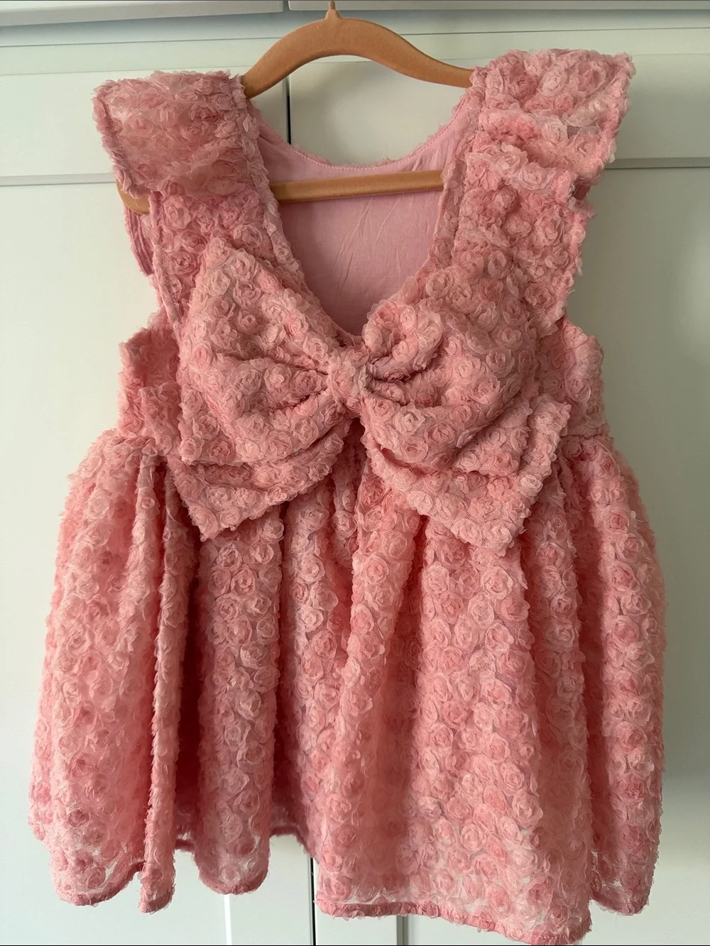 Konges Slojd Girls' Pink Rosette Bow Formal Dress Size 3Y
